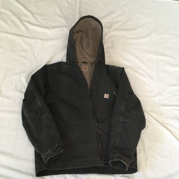 Carhartt Sherpa Lined Hooded Coat Loose Fit Black WJ141BLK Women's XXL - Picture 6 of 16